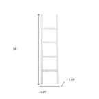 59" White Distressed Solid Wood Four Step Ladder Shelf