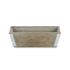 Natural And Silver Metal And Wood 90 Ounce Rectangular Distressed Planter Box