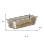 Natural And Silver Metal And Wood 123 Ounce Rectangular Distressed Planter Box