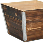 Natural And Silver Metal And Wood 1000 Ounce Square Distressed Planter Box