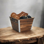 Natural And Silver Metal And Wood 1000 Ounce Square Distressed Planter Box
