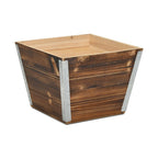Brown Wood And Metal 600 Ounce Square Distressed Planter Box