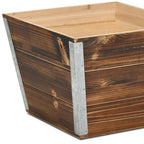 Brown Wood And Metal 600 Ounce Square Distressed Planter Box