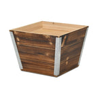 Brown Wood And Metal 600 Ounce Square Distressed Planter Box