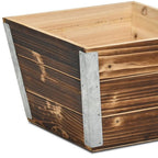 Brown Wood And Metal 300 Ounce Square Distressed Planter Box