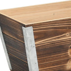 Brown Wood And Metal 700 Ounce Rectangular Distressed Planter Box
