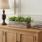 Brown Wood Rectangular Distressed Planter Box