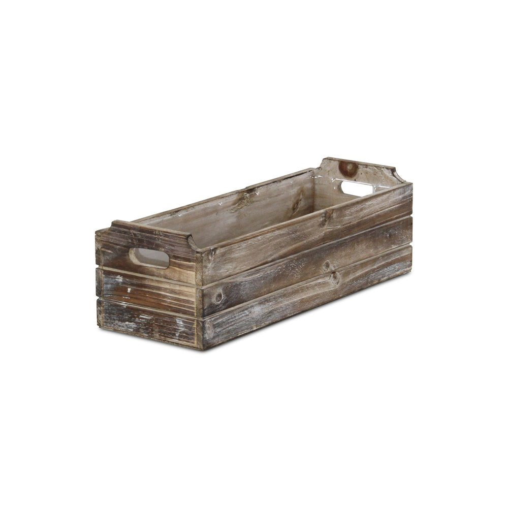 Brown Wood Rectangular Distressed Planter Box