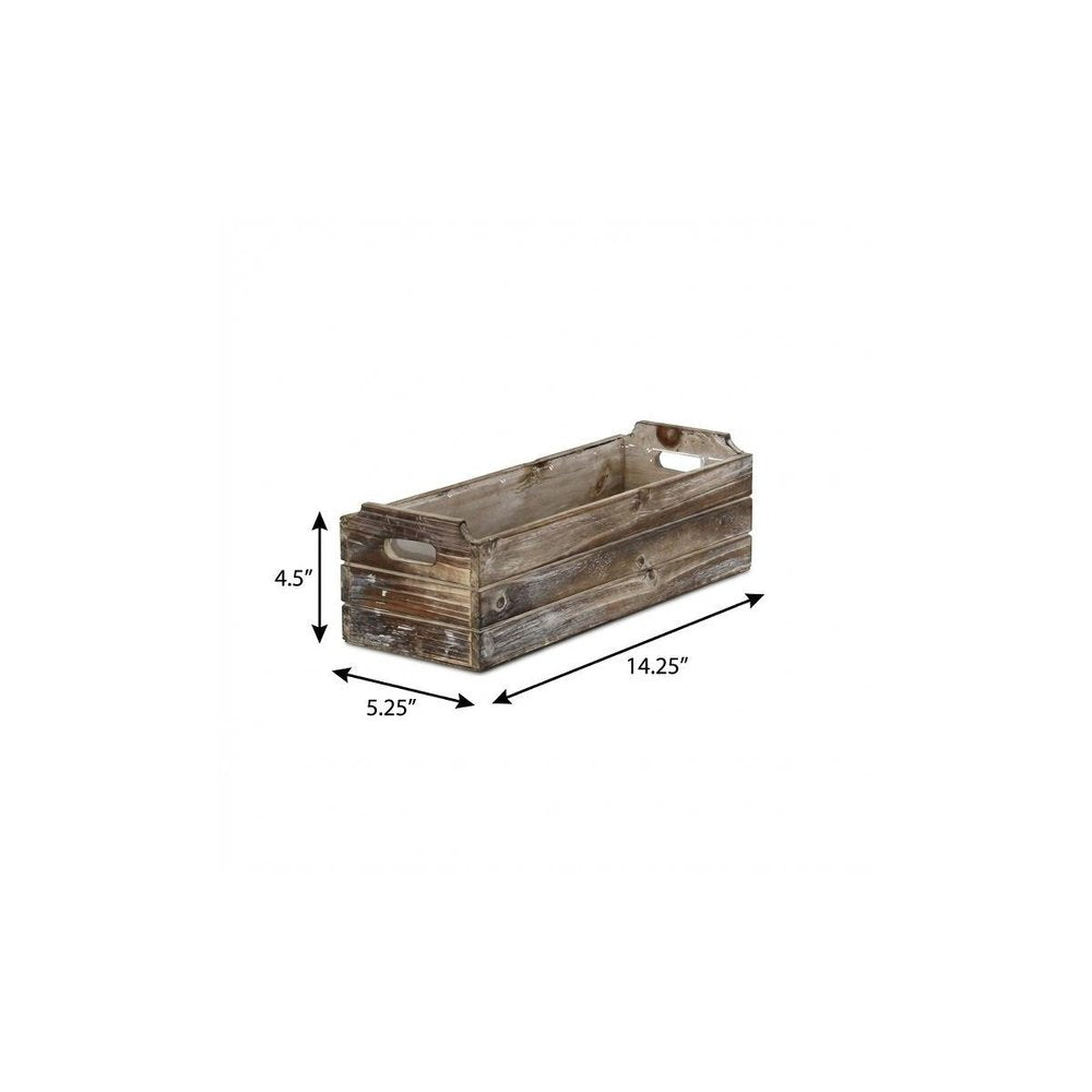 Brown Wood Rectangular Distressed Planter Box