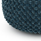 20" Teal Blue Velvet Tufted Round Pouf Ottoman