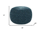 20" Teal Blue Velvet Tufted Round Pouf Ottoman