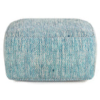 20" Denim Blue and White Cotton Chevron Pouf Ottoman