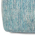 20" Denim Blue and White Cotton Chevron Pouf Ottoman