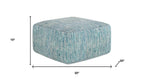 20" Denim Blue and White Cotton Chevron Pouf Ottoman