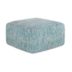 20" Denim Blue and White Cotton Chevron Pouf Ottoman