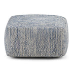 20" Denim Blue and White Cotton Chevron Pouf Ottoman