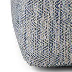 20" Denim Blue and White Cotton Chevron Pouf Ottoman