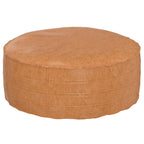 32" Brown Faux Leather Round Pouf Ottoman