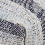 18" Blue Cotton Striped Pouf Ottoman