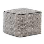 18" Black and White Cotton Geometric Pouf Ottoman