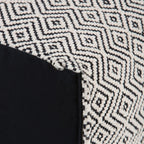 18" Black and White Cotton Geometric Pouf Ottoman