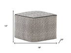 18" Black and White Cotton Geometric Pouf Ottoman