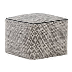 18" Black and White Cotton Geometric Pouf Ottoman