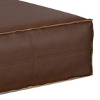 36" Dark Brown Faux Leather Pouf Ottoman