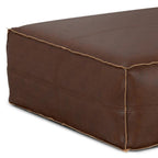 36" Dark Brown Faux Leather Pouf Ottoman