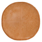 20" Brown Faux Leather Round Pouf Ottoman