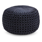 20" Teal Blue Velvet Tufted Round Pouf Ottoman