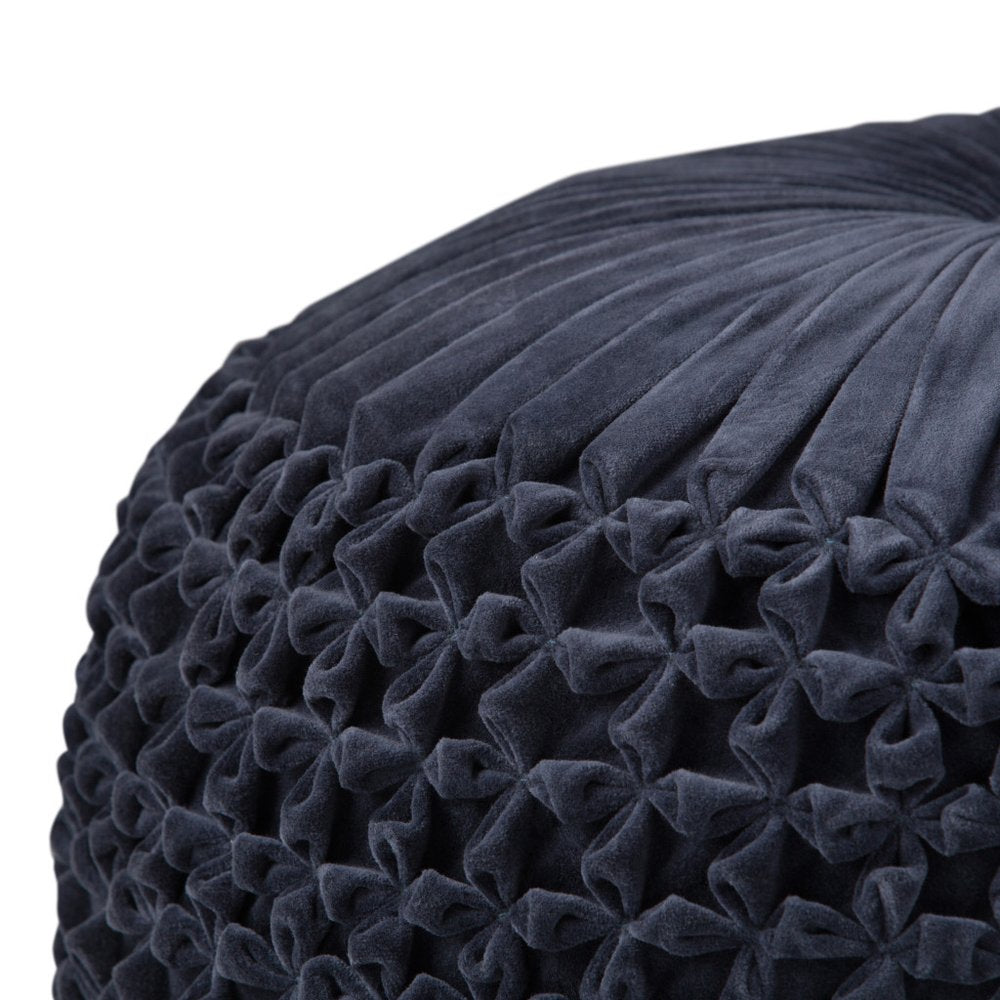 20" Teal Blue Velvet Tufted Round Pouf Ottoman