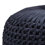 20" Teal Blue Velvet Tufted Round Pouf Ottoman