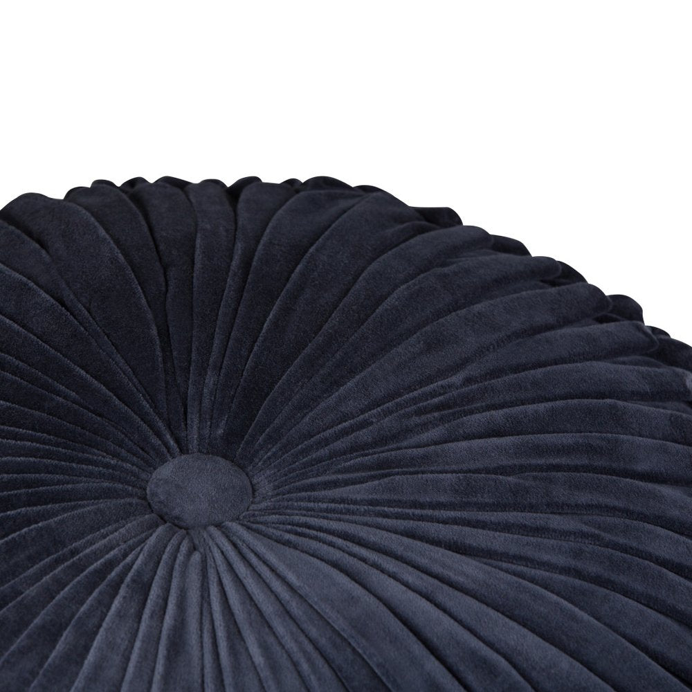 20" Teal Blue Velvet Tufted Round Pouf Ottoman