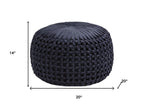 20" Teal Blue Velvet Tufted Round Pouf Ottoman