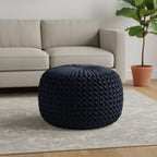20" Teal Blue Velvet Tufted Round Pouf Ottoman