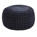 20" Teal Blue Velvet Tufted Round Pouf Ottoman