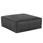 36" Black Faux Leather Pouf Ottoman