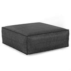36" Black Faux Leather Pouf Ottoman