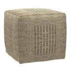 18" Gray and Natural Jute Cube Pouf Ottoman