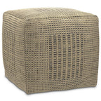 18" Gray and Natural Jute Cube Pouf Ottoman