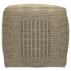 18" Gray and Natural Jute Cube Pouf Ottoman