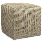 18" Gray and Natural Jute Cube Pouf Ottoman
