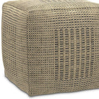 18" Gray and Natural Jute Cube Pouf Ottoman