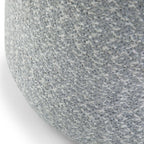 20" Blue and White Cotton Abstract Round Pouf Ottoman