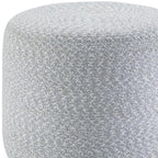 20" Blue and White Cotton Abstract Round Pouf Ottoman