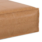 36" Dark Brown Faux Leather Pouf Ottoman
