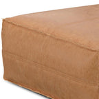 36" Dark Brown Faux Leather Pouf Ottoman