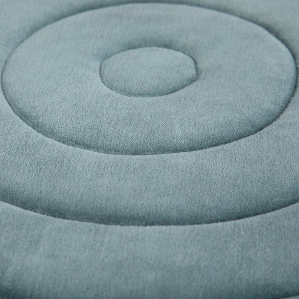 20" Turquoise Velvet Ribbed Round Pouf Ottoman