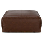 30" Dark Brown Faux Leather Pouf Ottoman